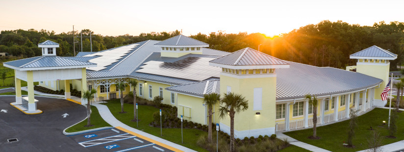 Aerial view of Riverview Public Library building