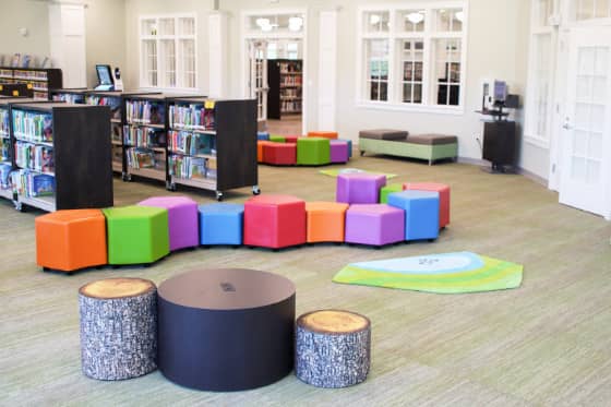 Children's area with colorful furniture