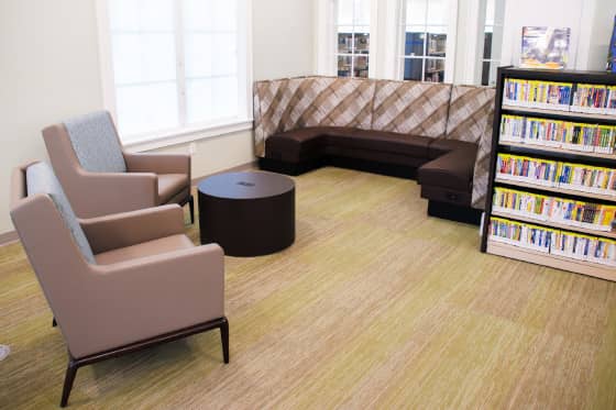 Cozy bench and chairs in corner