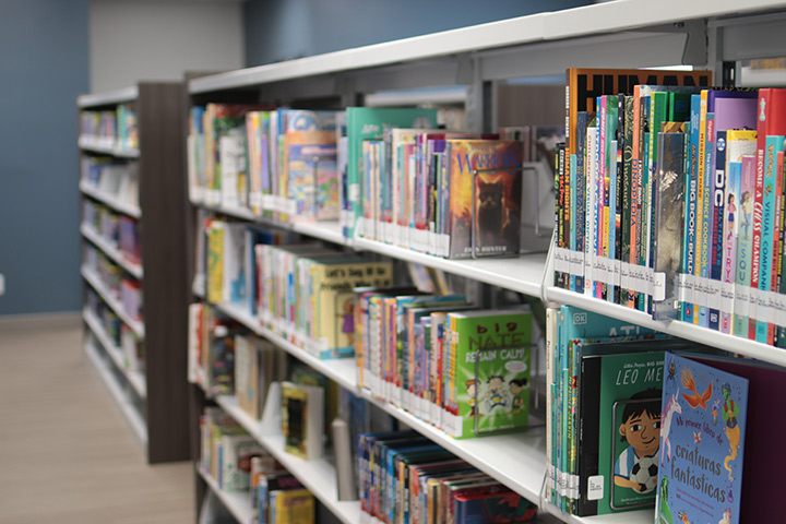 Shelves of children's books